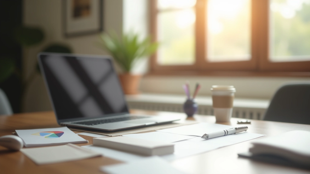 Espace de travail professionnel bien organisé avec lumière du matin et matériel de bureau